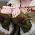 Tunisian Crochet Fingerless Mitt Pattern, Woman..